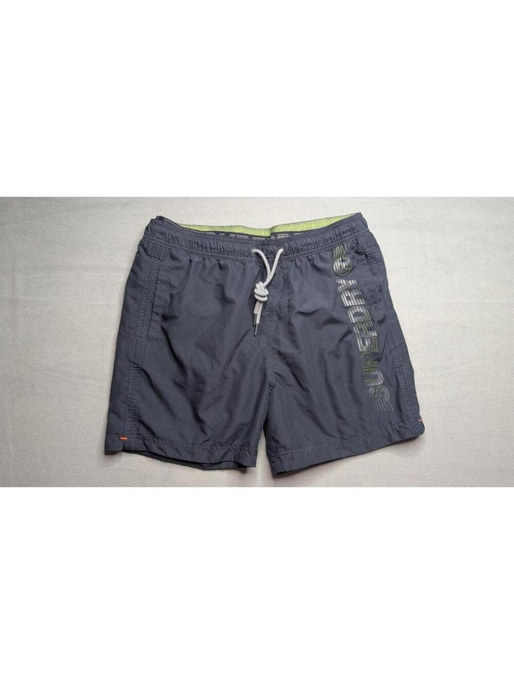 Superdry Swim Shorts Mens Large Black Elastic Waist Lined Trunks Pockets